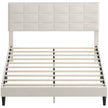 Harper Queen Size Bed Frame with Upholstered Headboard-Cream White