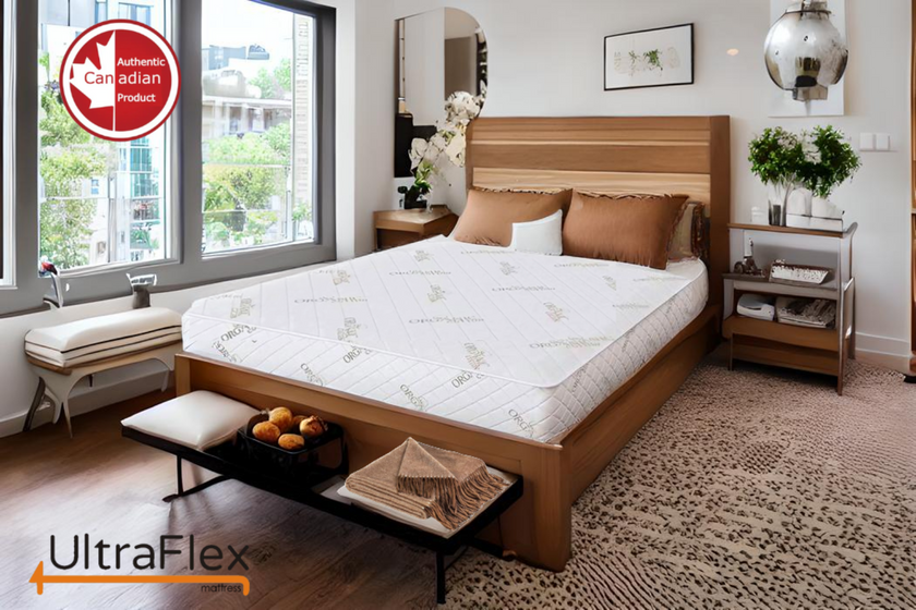UltraFlex® EcoZen- Medium Firm Reversible, CertiPUR-US® Certified Foam, Organic Bamboo Cover, Pressure Releiving, Cooling Gel Infused, Eco-Friendly Mattress ( Made In Canada )