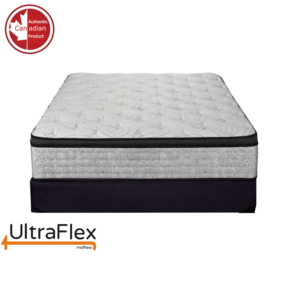 UltraFlex® OASIS- 12” Hybrid Orthopedic Eurotop, Spinal Care Pocket Coil, Premium High Density Foam Encased, Pressure Relieving Comfort Foam and HDcoil Pocketed, Eco-Friendly Mattress (Made in Canada) With WaterProof Mattress Protector
