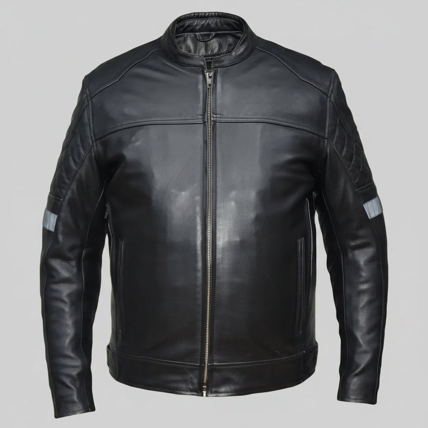 Unik International Men's Reflective Stripe Motorcycle Jacket