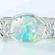 Geometric Opal Sterling Silver Ring