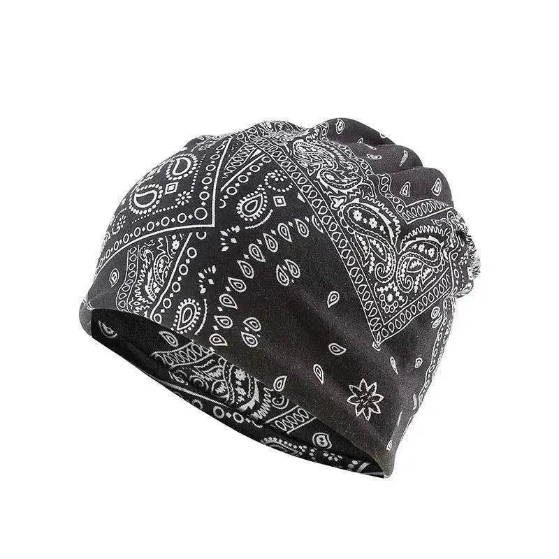 Unisex  Autumn Windproof Earmuff Head Cashew Flower Print Pile Hood Hat