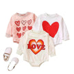 Unisex Baby's Valentine's Day Three Series Of Love Long-sleeved Triangle Rompers