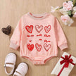Unisex Baby's Valentine's Day Three Series Of Love Long-sleeved Triangle Rompers