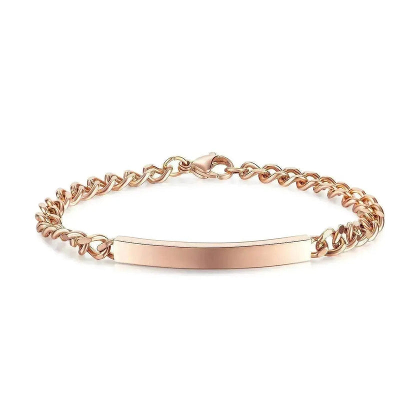 Unisex Titanium Steel Curved Plate Rose Gold Plated Bracelet