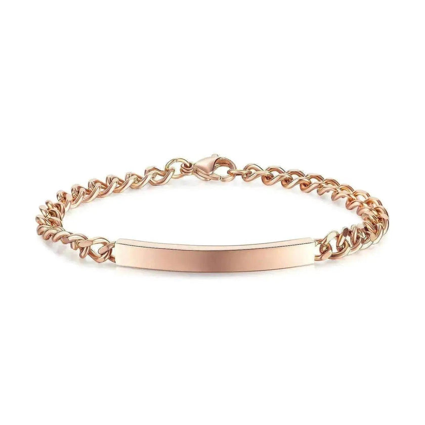 Unisex Titanium Steel Curved Plate Rose Gold Plated Bracelet