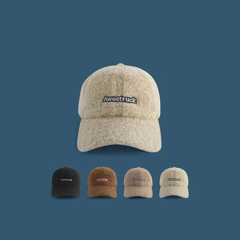 Unisex Unique Design Of Lamb Wool Alphabet Plush Hat