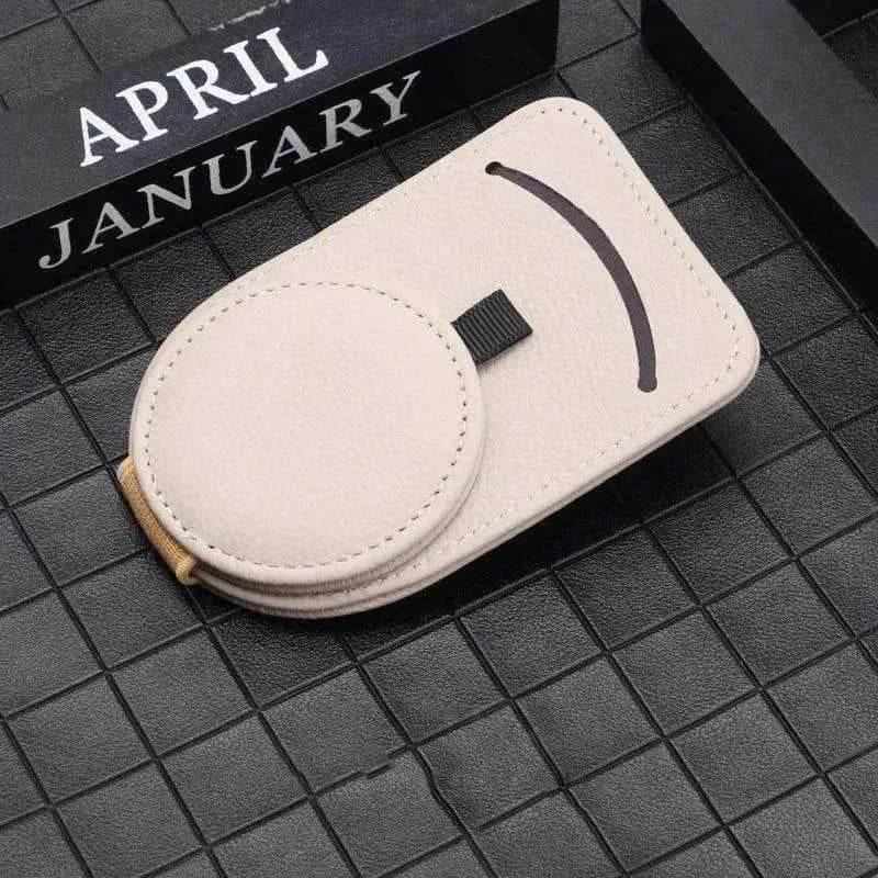 Car Sun Visor Glasses Holder Clip – Leather Eyeglasses & Card Holder for Car Visor