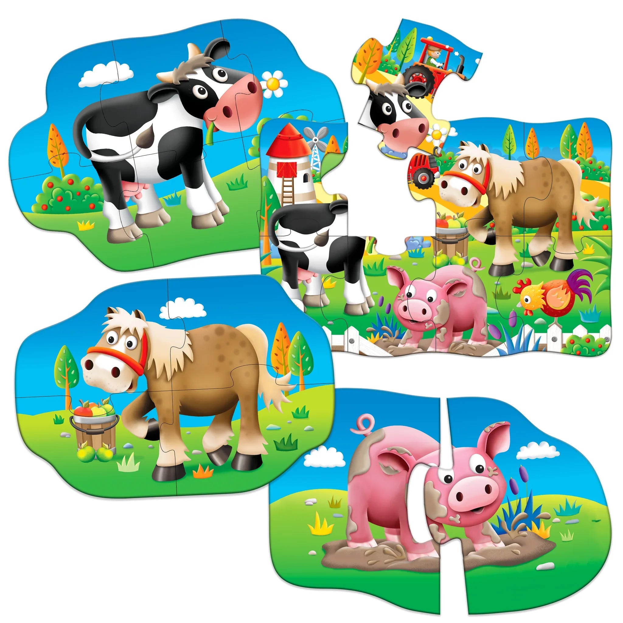 University Games - My First Puzzle Sets - 4-in-A-Box Puzzles - Farm