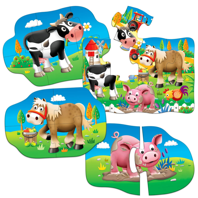 University Games - My First Puzzle Sets - 4-in-A-Box Puzzles - Farm