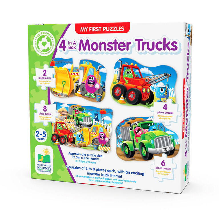 University Games - My First Puzzle Sets - 4-in-A-Box Puzzles - Monster Trucks