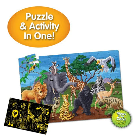 University Games - Puzzle Doubles - Glow In The Dark - Wildlife (Updated)