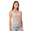 Women’s Ribbed Cotton Tank Top with Snap-Button Detail