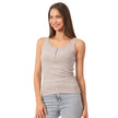 Women’s Ribbed Cotton Tank Top with Snap-Button Detail