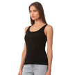Women’s Ribbed Cotton Tank Top with Snap-Button Detail