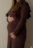 Chocolate Brown Ruffle Maternity Dress