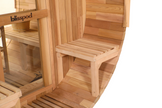 Blisspod, Prague, Canadian Red Cedar Outdoor Steam Barell Sauna, 2-4 / 4-6 persons with Full Glass Back & 2 front Porch seats