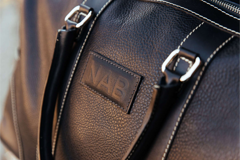 The Shield Duffle- Black Full-Grain Leather Duffle Bag Made in Canada