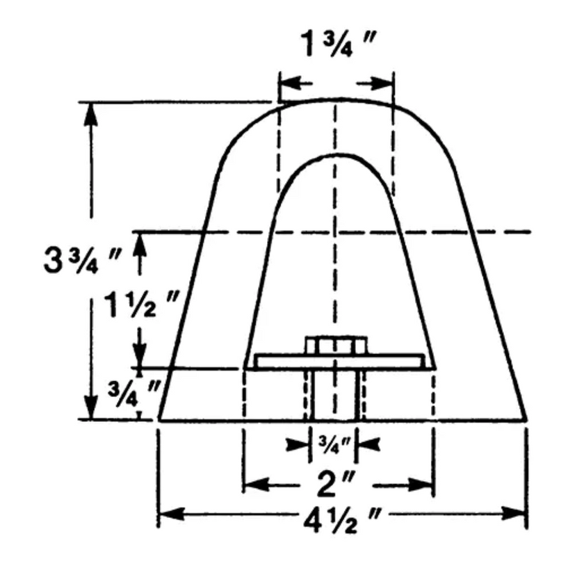 Extruded Rubber Dock Fenders, Rubber, 4-1/2