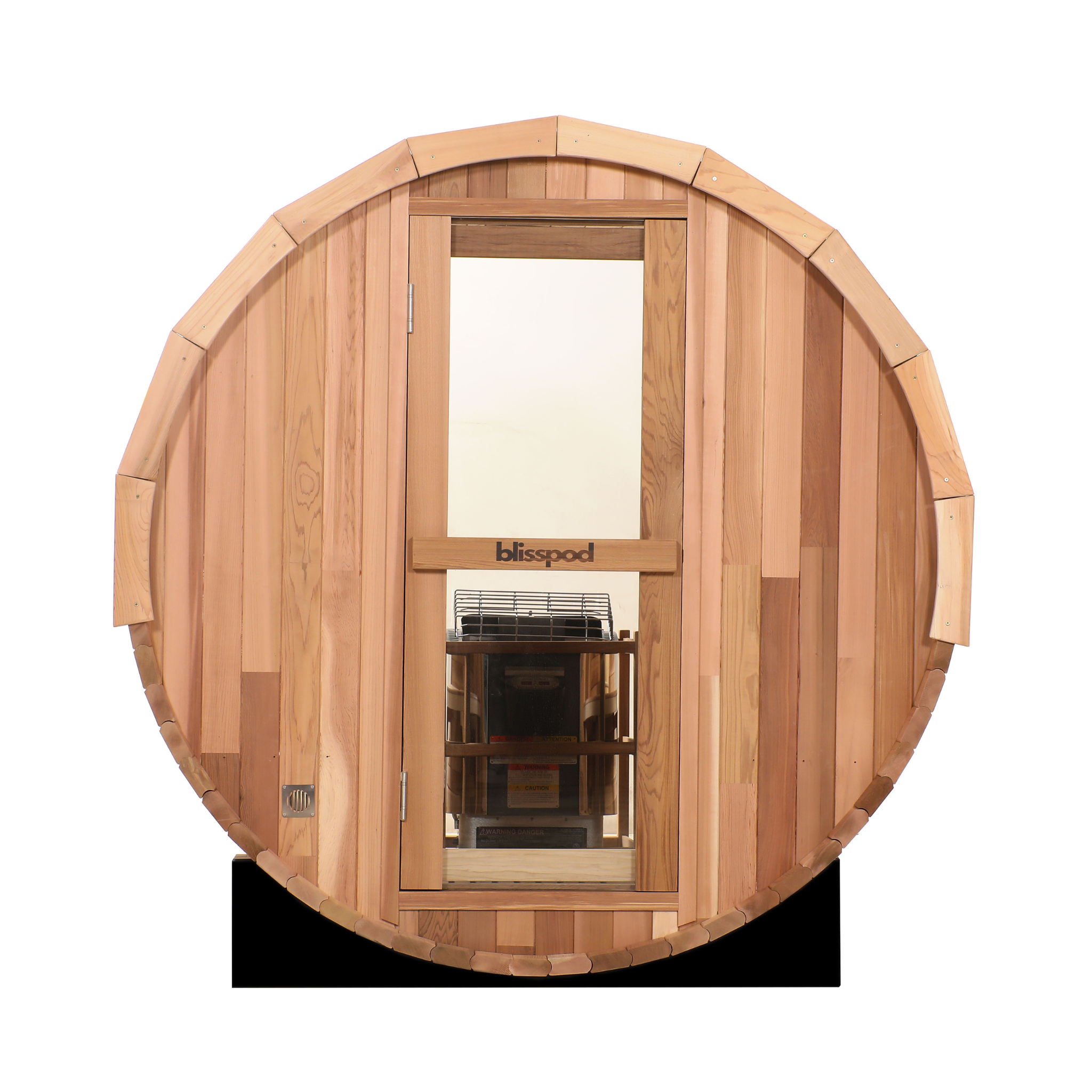 Blisspod | Prague | Canadian Red Cedar Outdoor Steam Barell Sauna | Full Glass Back | 70.87