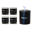 Gym Wipes with Wall Mounted Stainless Steel Dispenser Black – 3200 Wipes (4 x 800) Equipment Cleaning Starter Pack