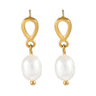 VARKONY Gold : Élégantes petites boucles d'oreilles en forme de goutte d'eau avec des perles d'eau douce brillantes.