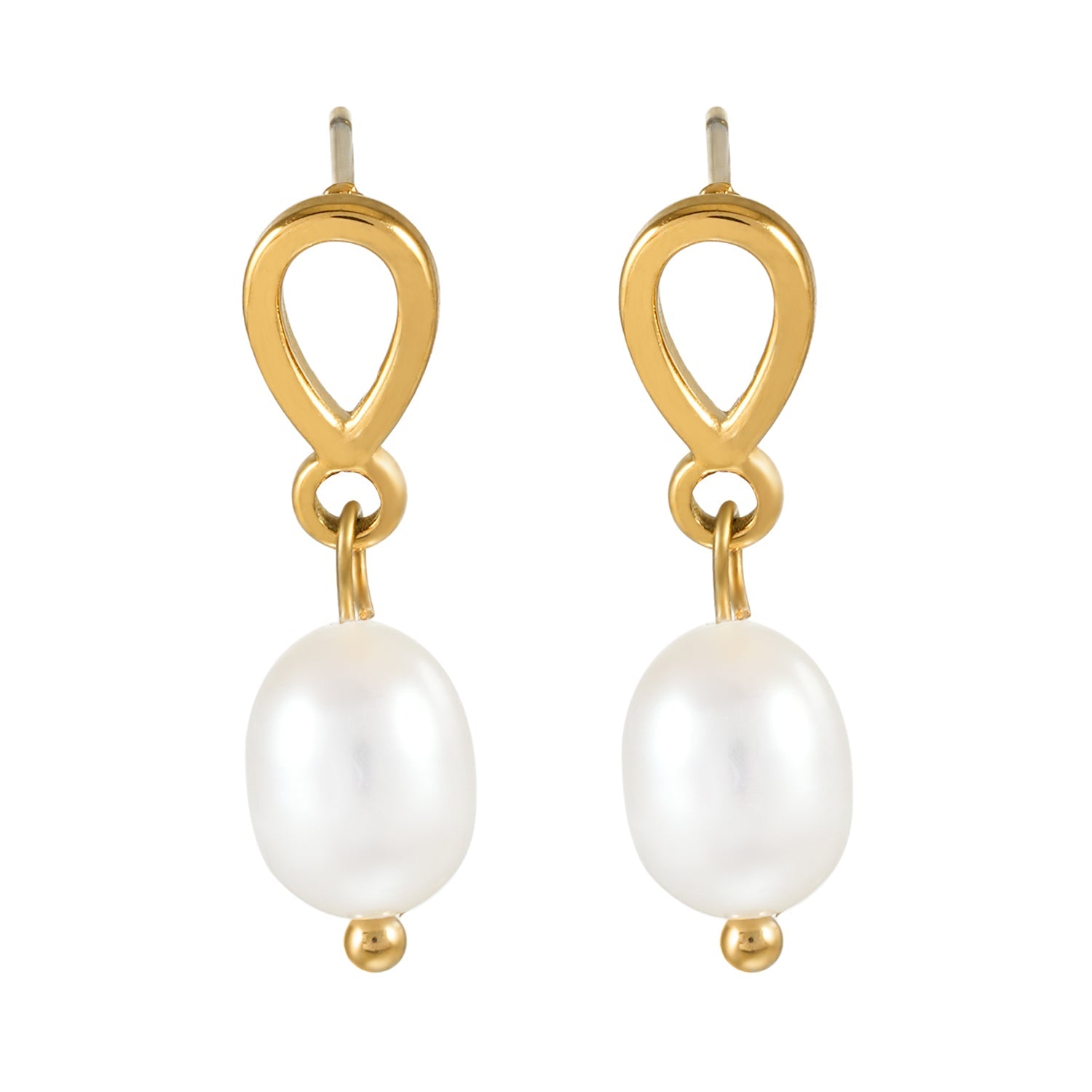 VARKONY Gold : Élégantes petites boucles d'oreilles en forme de goutte d'eau avec des perles d'eau douce brillantes.