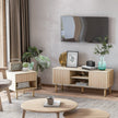 Laura Modern Bedside Table with Drawer and Open Shelf-Natural Wood