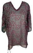 PRG7183 Sheer Avatar Pure Silk Long Tunic with Side Ties