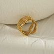 VENESSA Gold:  Intertwined Repeated Pattern Adjustable Ring