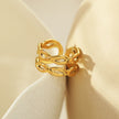 VENESSA Gold:  Intertwined Repeated Pattern Adjustable Ring