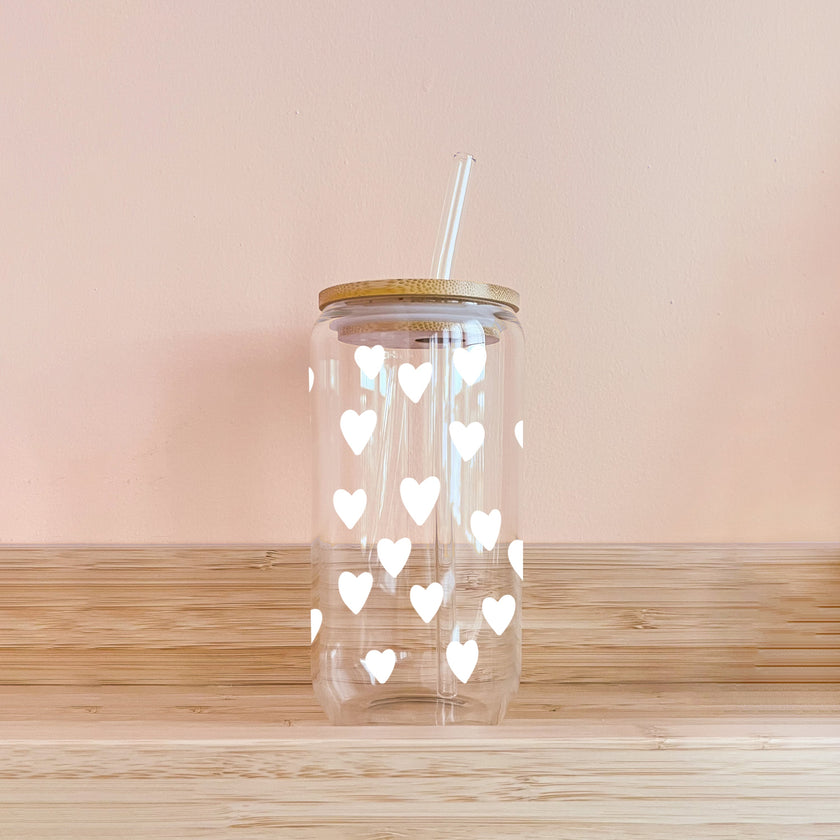 Verre boho - coeurs blanc