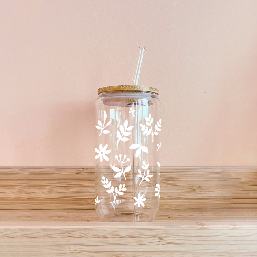 Verre boho - Feuillage blanc