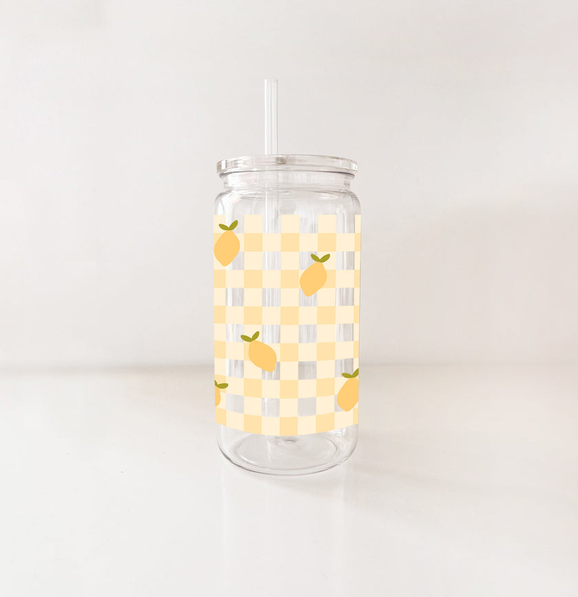 Verre en plastique - Gingham citrons