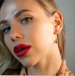 VESTA: Classic Round Hoop Earrings Anchoring Alabaser & Gold Charm Beads