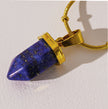 VIOLA: Lapis Lazuli Stone Pendant Anchored on a Beaded Snake Skin Textured Chain Necklace