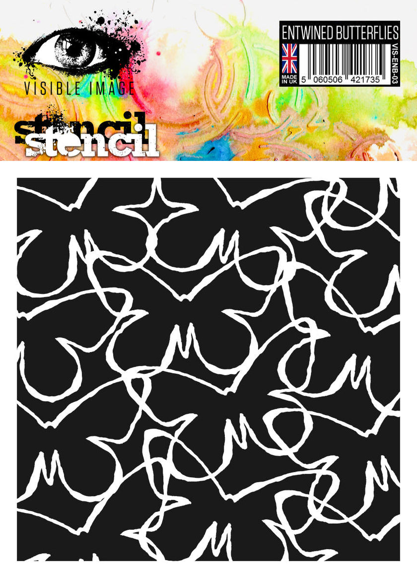 Visible Image Entwined Butterflies Stencil - 6 x 6