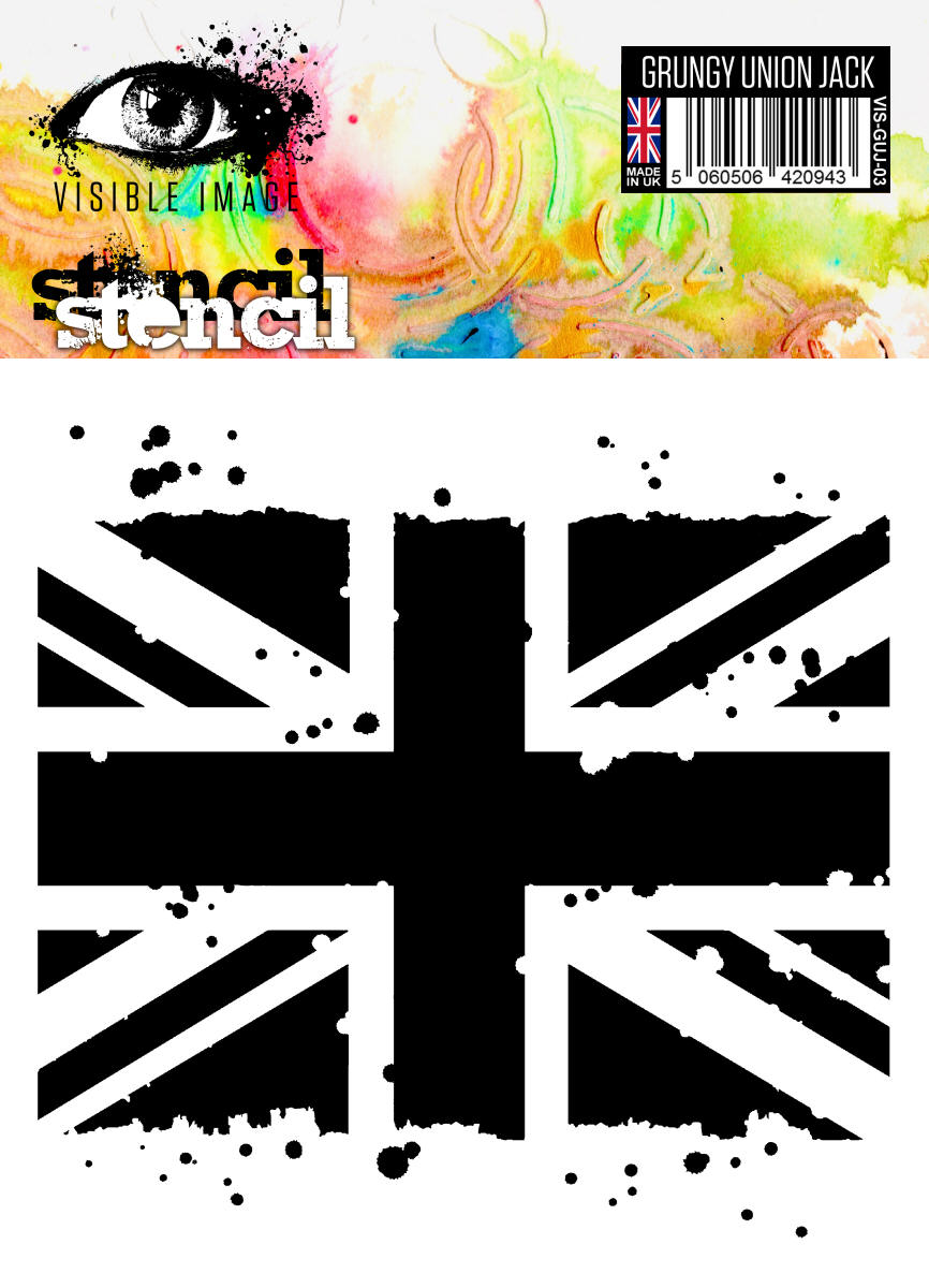 Visible Image Grungy Union Jack Stencil - 6 x 6
