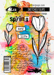 Visible Image Sketched Tulips - A6 Stamp Set