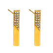 VOLTAMI Or : Boucles d'oreilles minimalistes à barre sertie de zirconiums pavés.