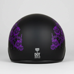 VOSS 707FRP Black Skull and Rose Half Helmet with Peak