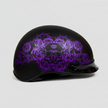 VOSS 707FRP Black Skull and Rose Half Helmet with Peak