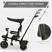 Qaba 4-in-1 Baby Tricycle Stroller with Reversible Seat, Adjustable Handle, Canopy, Safety Belt, Storage - Black