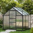 Outsunny Polycarbonate Greenhouse Kit 6.2'x6.3'x6.6' with Sliding Door, Sturdy Frame for Outdoor Gardening - Grey