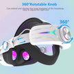 VR Meta Head Strap 12,000mAh Battery | RGB Lighting for Meta Quest 3/3S Adjustable for VR Gaming |C2 Pro TUTT