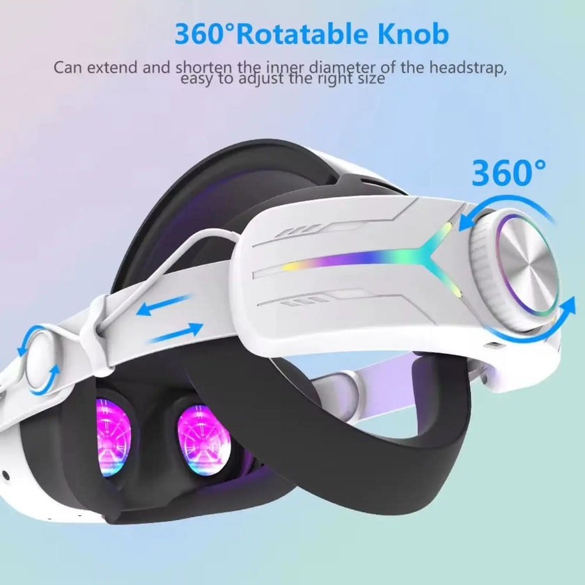 VR Meta Head Strap 12,000mAh Battery | RGB Lighting for Meta Quest 3/3S Adjustable for VR Gaming |C2 Pro TUTT