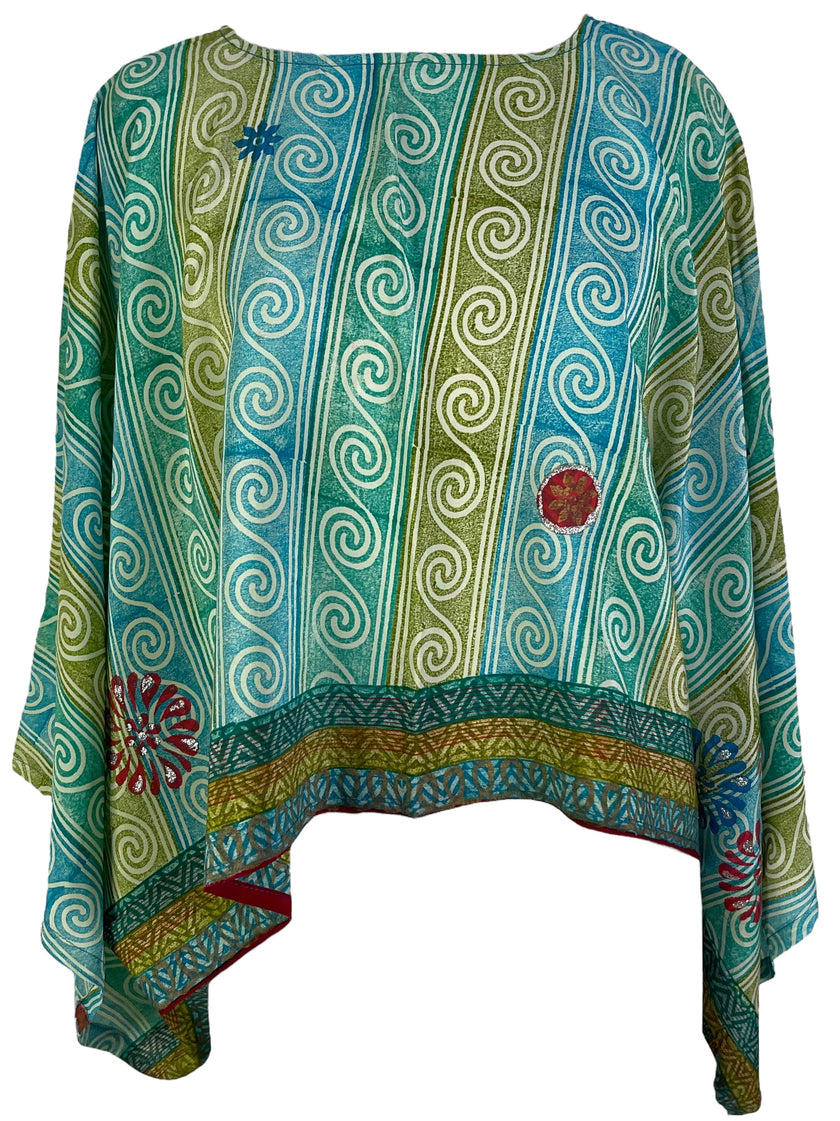 KERRI  PRC6537 Avatar Pure Silk Kimono-Sleeved Top