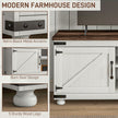 Kirby Farmhouse TV Stand with Small Minimalist Barn Doors for TVs up to 65