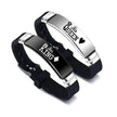 Valentine's Day Black Silver Her King His Queen Couple Bracelets