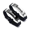 Valentine's Day Black Silver Her King His Queen Couple Bracelets